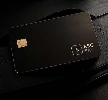 Cartão preto ESC Pay com detalhes dourados