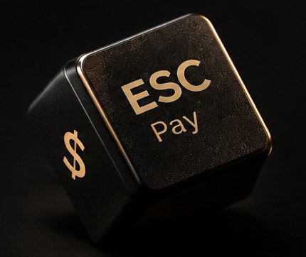 Tecla ESC Pay em preto e dourado