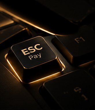 Tecla ESC Pay iluminada em um teclado